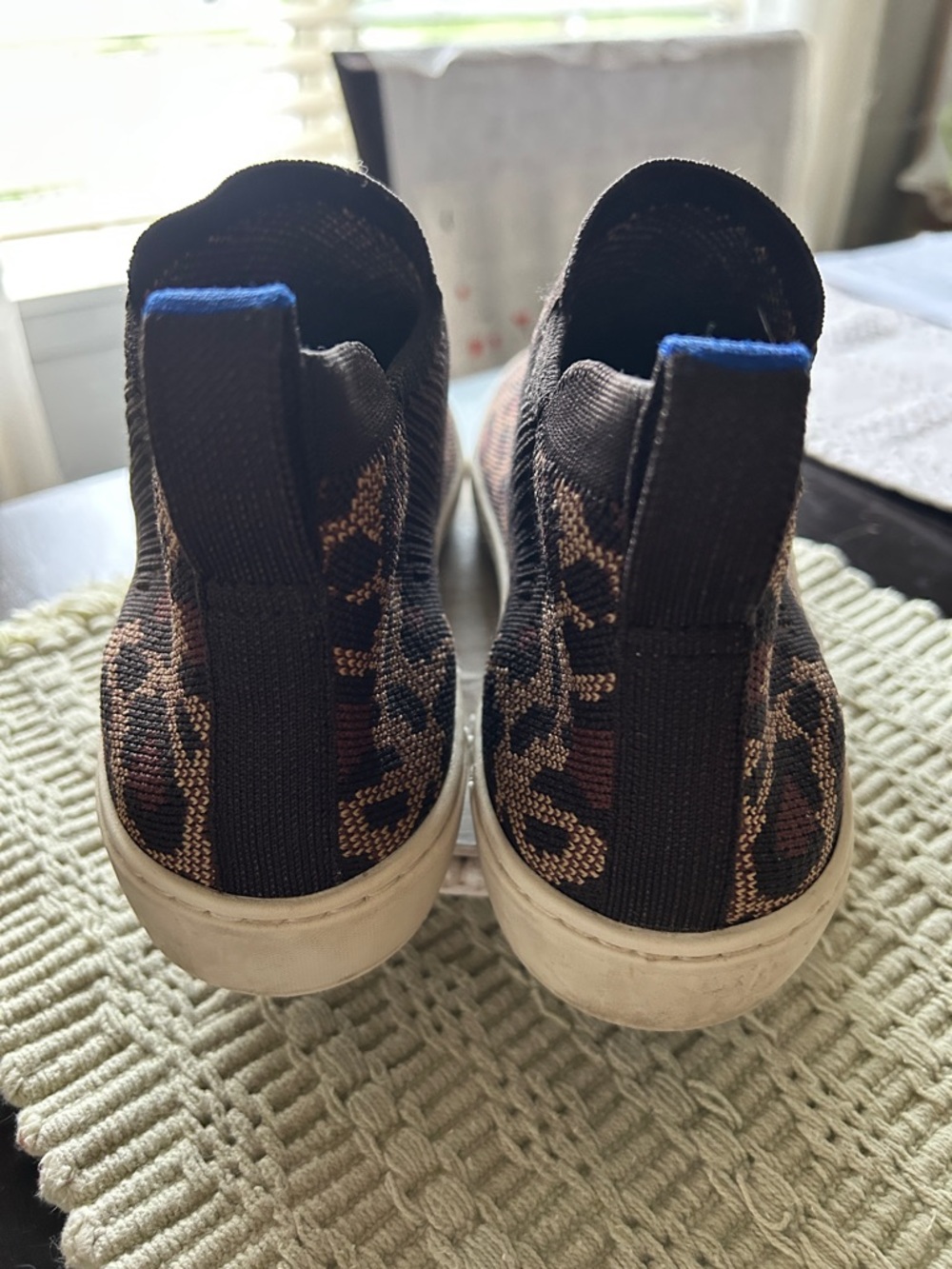 Rothy's Knit Leopard-Print Ankle Booties in Black and Brown
